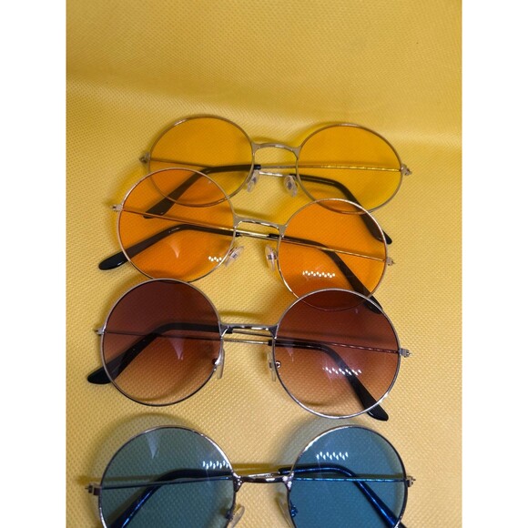 ￼ Yellow round glasses, John Lennon fashion circle retro hippie - Picture 3 of 4